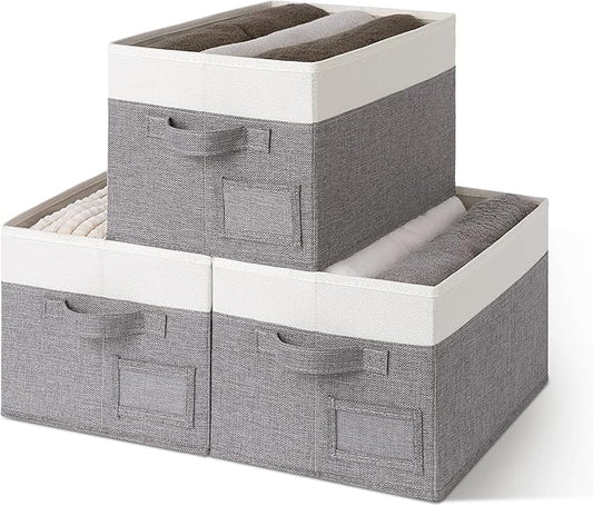 GRANNY SAYS Fabric Storage Bins for Clothes & Closet Organization - Collapsible, Decorative Boxes, Large, 3-Pack