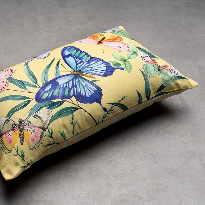 Maison d' Hermine Decorative Pillow Covers 12x20 Inch Rectangle 100% Cotton Throw Pillow Covers with Invisible Zipper for Living Room Couch, Chair, Sofas, Bedroom, Home (Hesperides - Papillon)