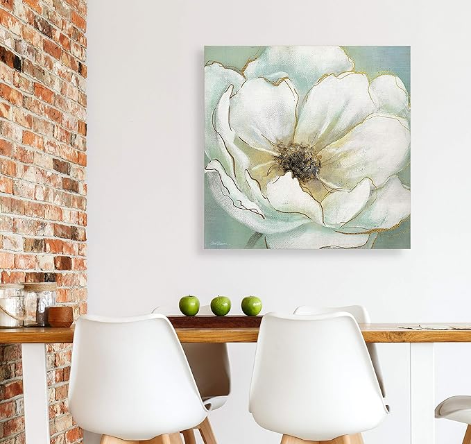 Wexford Home Soft Teal Splendor Gallery Wrapped Canvas Wall Art, 32x32,