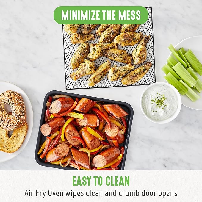 GreenLife Countertop Toaster Oven Air Fryer Stainless Steel, Healthy Ceramic Nonstick, PFAS and PFOA-Free, Tray & Basket, Bake, Broil, Reheat, Adjustable Temp & Time Control, Auto Shutoff, Pink