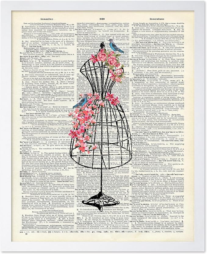 Poster Master Dictionary Art Poster - Mannequin Print - Sewing Art - Flower Art - Fashion Art - Gift for Men, Women & Dressmaker - Chic Decor for Living Room, Dorm or Office, 16x20 White Framed