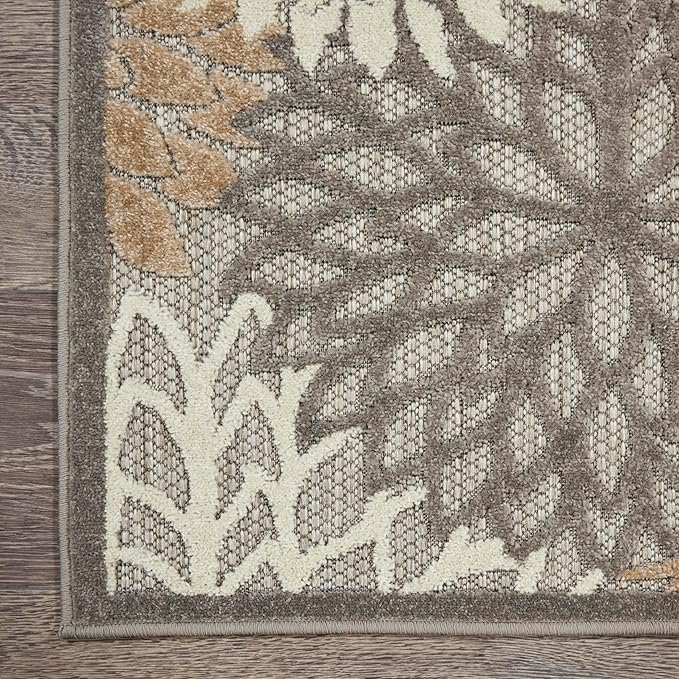 Nourison Home Aloha Indoor/Outdoor Floral Natural 7'10" x 10'6" Area Rug (8' x 11'), 7'10"X10'6",