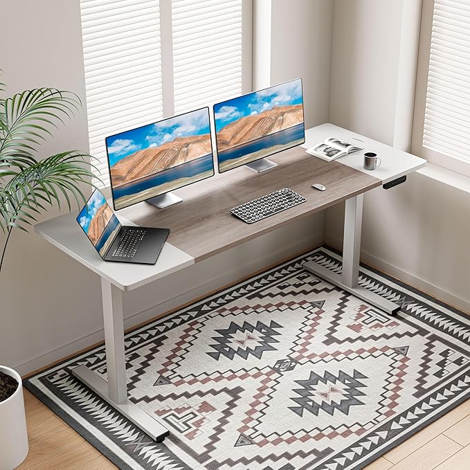 SIAGO Electric Standing Desk Adjustable - 55 x 24 Inch Sit Stand up Desk with Cable Management - 3 Memory Preset Adjustable Height Table