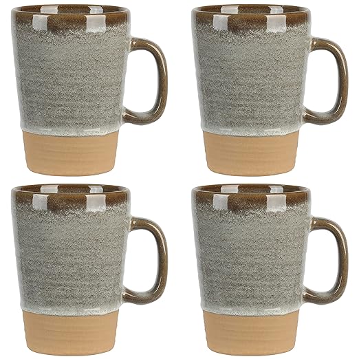 Gibson Elite 4 Pack Dreamweaver Terracotta Reactive 17 OZ Mug Set - Earthy Brown