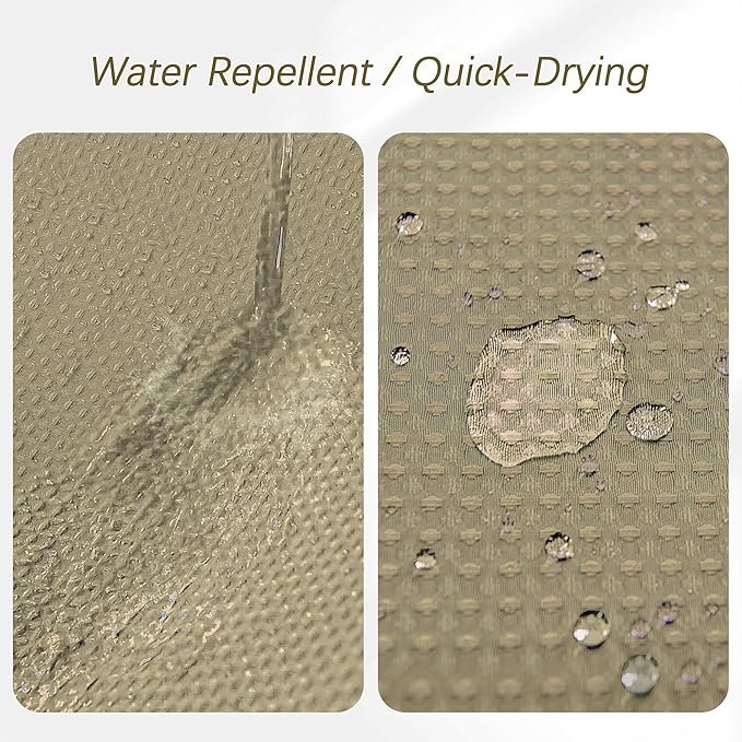 Shower Curtain Taupe Waffle Textured, 256GSM Heavy Duty Weighted Fabric Shower Curtains, Hotel Quality Luxury Polyester Water Repellent Bathroom Curtain with 12 Hooks, 72Wx78H