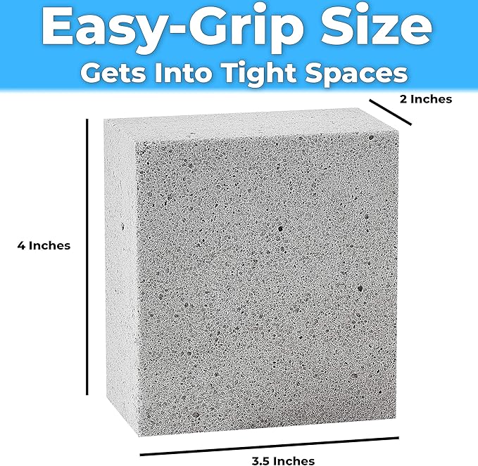 Heavy Duty, Non-Toxic Grey Grill Brick Cleaner 8 Pack. Reusable Chemical Free BBQ Pumice Cleaning Block for Flattops, Grills and Griddles. Non Scratch Grillstone is the Perfect Barbecue Scouring Tool