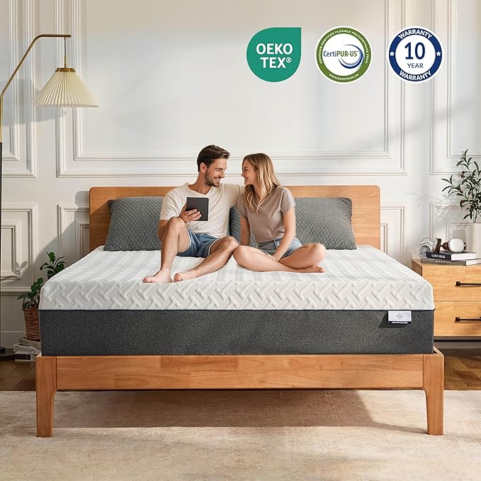 12 Inch Queen Green Tea Memory Foam Mattress for Cool Sleep & Pressure Relief, Bed in a Box, Removable Cover No Fiberglass, CertiPUR-US Certified