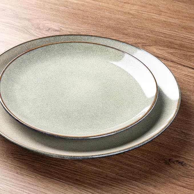 AmorArc Ceramic Dinnerware Sets for 6, 18 Pieces Handpainted Plates and Bowls Set, Scratch Resistant Stoneware Dishes Set, Dishwasher & Microwave Safe, Reactive Glaze