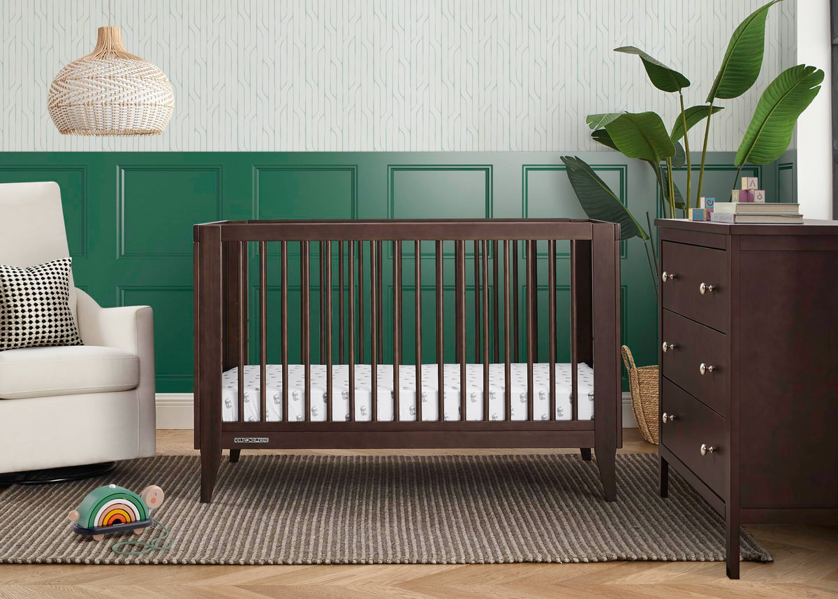 Delta Children Ollie 4-in-1 Convertible Crib - Greenguard Gold Certified, Walnut Espresso