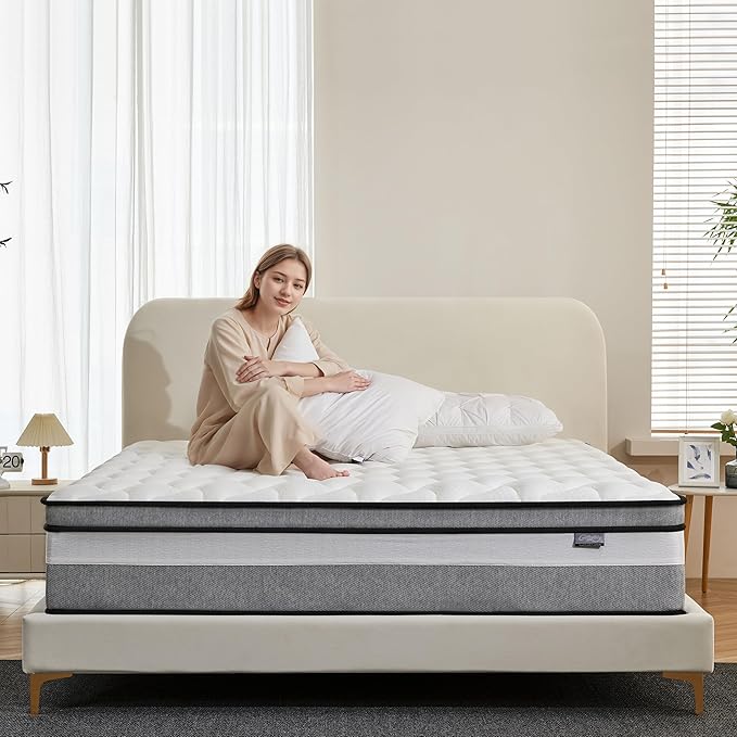 King Mattress, 12 Inch King Size mattresses | Medium Firm - Cooling Gel Memory Foam & Zoned Pocket Coils for Pressure Relief, Spinal Alignment & Extra Lumbar Support | Motion Isolation |