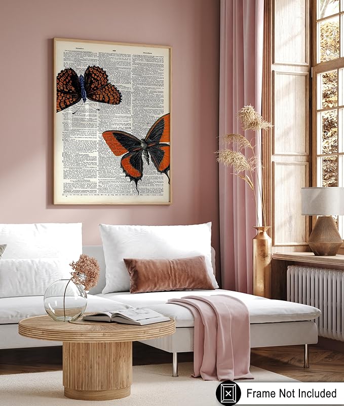 Poster Master Dictionary Art Poster - Butterflies Print - Moth Art - Butterfly Art - Insect Art - Gift for Men, Women & Animal Lover - Chic Decor for Living Room or Bedroom, 18x24 Unframed Wall Art