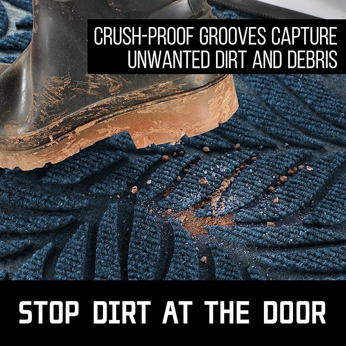Yimobra Front Door Mat Outdoor Indoor, 47x24 All-Season Waterproof Welcome Mat, All-Weather Outside Entrance Mat, Non-Slip Patio Porch Doormat, Low Profile, Fade Resistant, Blue
