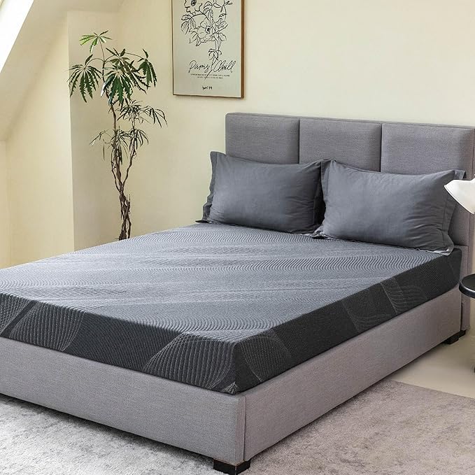 Twin Mattress 8 Inch Charcoal Gel Memory Foam Mattress in a Box, CertiPUR-US Certified, Fiberglass Free Cooling Mattress, Twin Size Mattress for Kids, 75" × 38" × 8", Medium