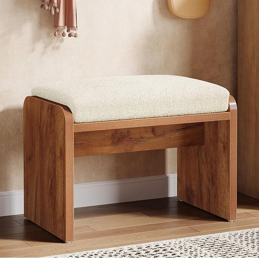 Tribesigns Entryway Bench, Upholstered Shoe Stool with Removable Cushion, H-Shaped Vanity Stool Footrest, Wooden Ottoman for Bedroom, Living Room, Dressing Room, Extra Seating for Small Spaces