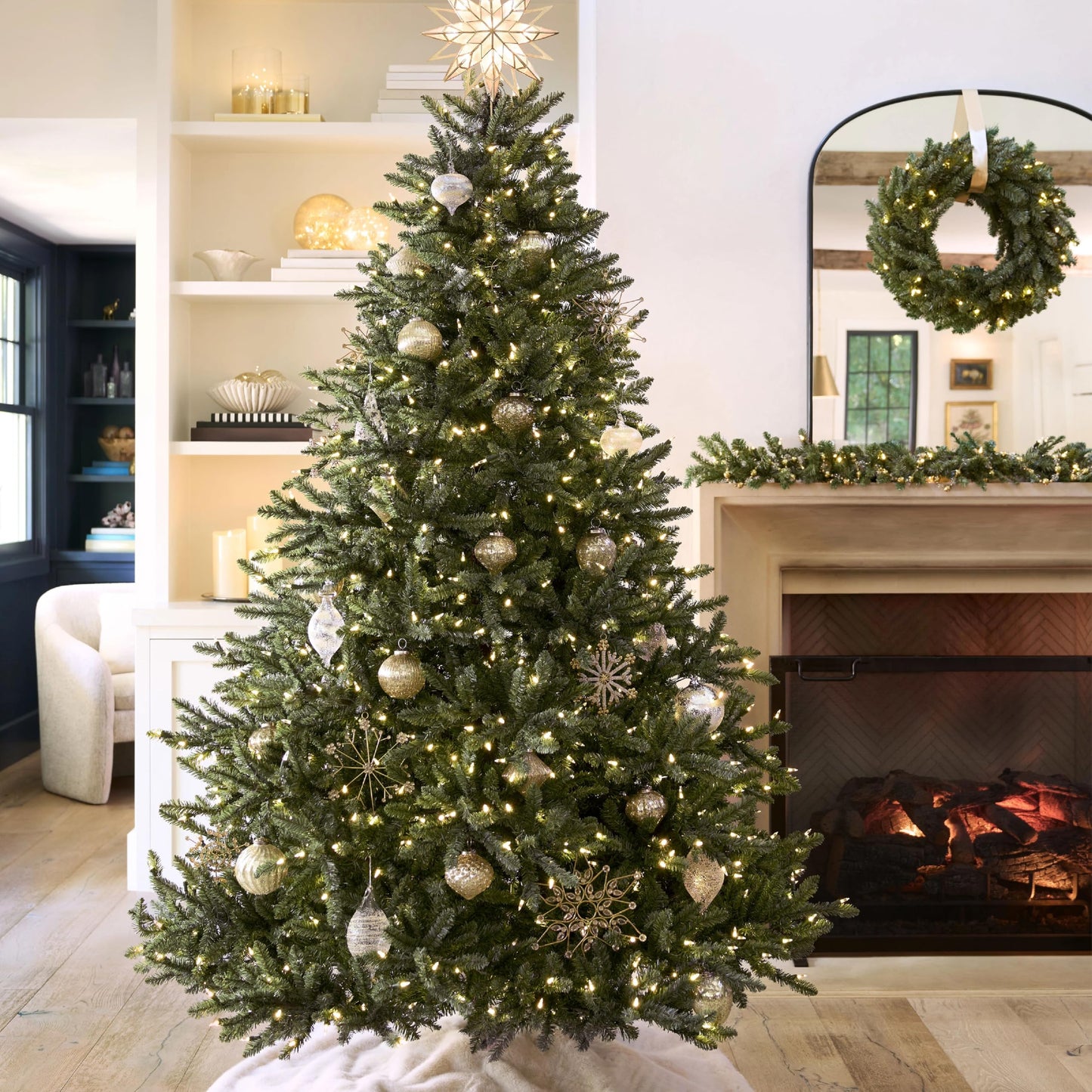 Balsam Hill 6.5ft Pre-Lit Classic Blue Spruce - Artificial Christmas Tree with 2144+ Tips, 700 Clear Incandescent Lights, Easy Plug Technology & Premium Stand for Indoor Holiday Decorating