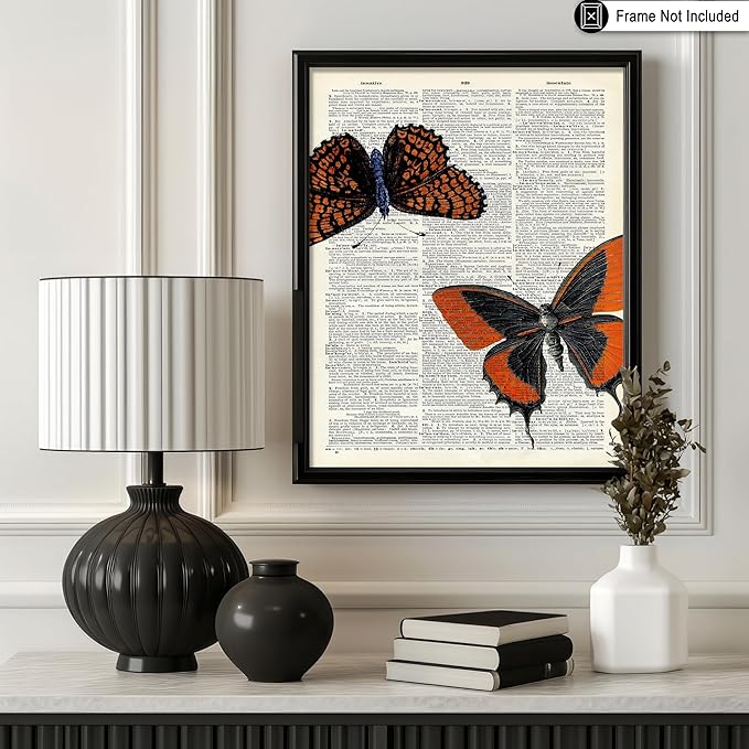 Poster Master Dictionary Art Poster - Butterflies Print - Moth Art - Butterfly Art - Insect Art - Gift for Men, Women & Animal Lover - Chic Decor for Living Room or Bedroom, 18x24 Unframed Wall Art