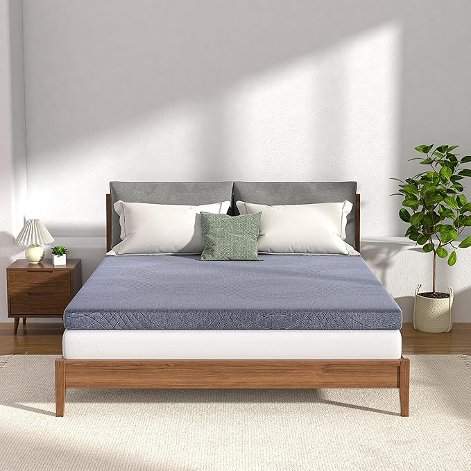 VECELO Gel Infused Memory Foam Mattress Topper Full Size, 4 Inch Fresh Cooling Mattress Pad with Washable Cover for Full Mattress, Pain Pressure Relieve Bed Topper, Breathable, Comfort