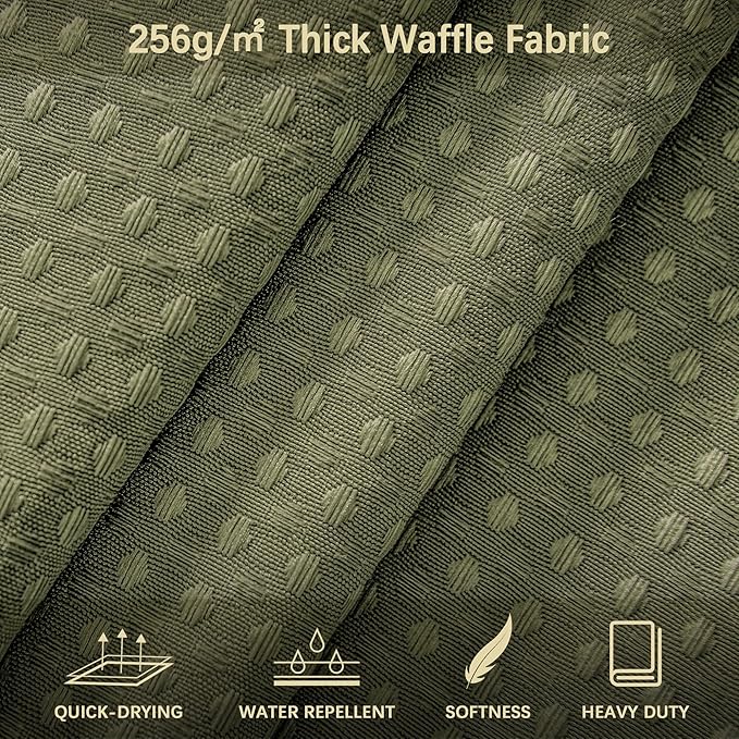 72 x 84 Shower Curtain Waterproof Fabric Shower Curtain Waffle Weave Heavy Duty Shower Curtain Set for Bathroom, Washable 256GSM Modern Shower Curtains with 12 Metal Hooks, 72Wx84H Khaki