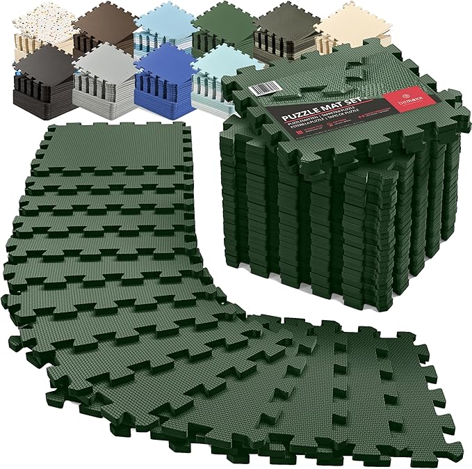 bemaxx Gym Mats Set - 18 pcs EVA Interlocking Foam Floor Tiles (12.6"x12.6"x0.4") 18sqft Protective Gym Flooring Sports Home Workout Exercise Mats Puzzle Garage Fitness Play-Room Garage Pool Treadmill