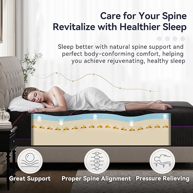 BedsPick Queen Mattress, 12 Inch Memory Foam Mattress for Pressure Relief, Medium Feel, Cooling Gel Memory Foam with Washable Cover, CertiPUR-US