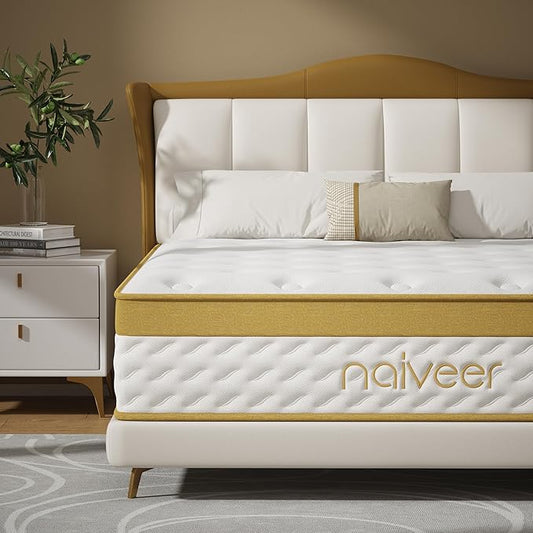 Cooling Gel Memory Foam Hybrid Mattress, 12 Inch King Size Mattress in A Box with Pocket Springs for Back Pain & Pressure Relief, Medium Firm Feeling with CertiPUR-US Certified Foam