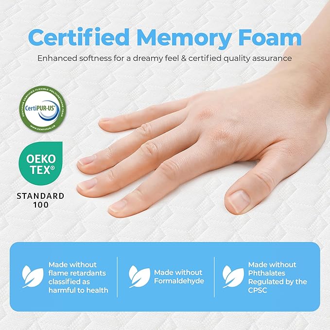 Neo Sleep 8 Inch Twin Cooling Gel Memory Foam Mattress Medium Firm CertiPUR-US Certified Foam, Mattress in a Box Enhanced Pressure Relief Removable Soft Cover No Fiberglass (Twin, 8 in)