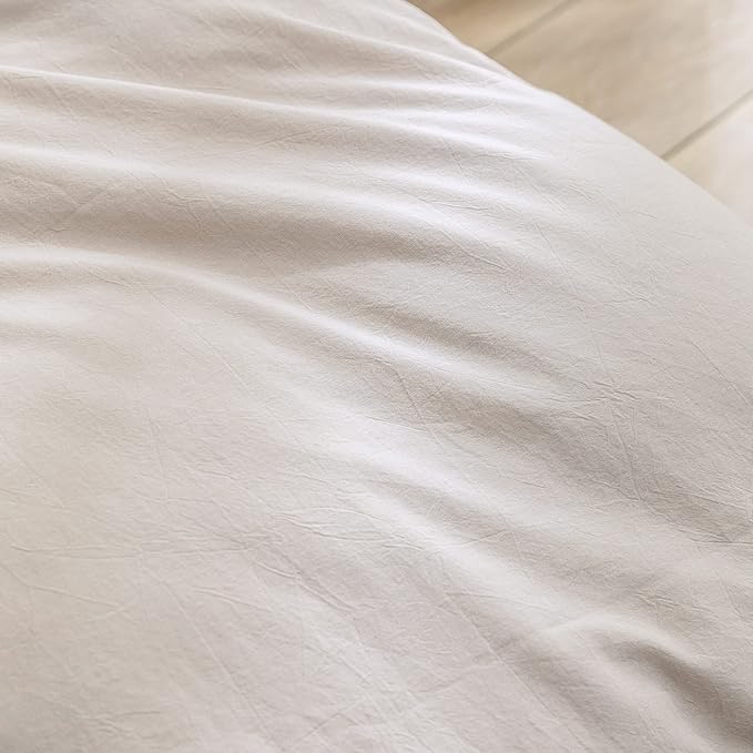 BESTOUCH Duvet Cover Set 100% Washed Cotton Linen Feel Super Soft Comfortable Chic Lightweight 3 PCs Home Bedding Set Solid Linen Grey Super Queen