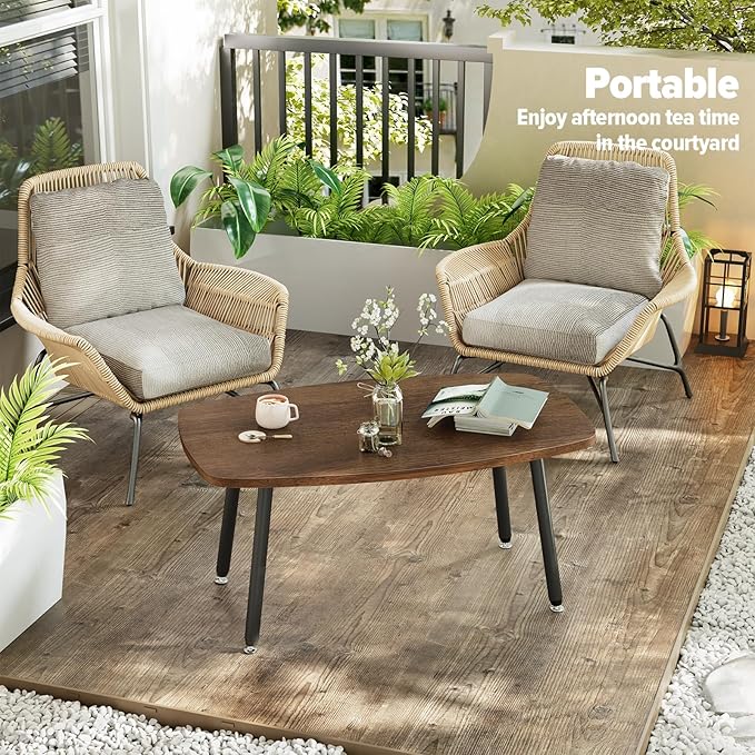 WOHOMO Folding Coffee Table Rustic Small Coffee Tables for Living Room Farmhouse Portable Table for Small Spaces Rectangular Mid Century Coffee Table, No Assembly 39.3 * 19.6 * 17.7IN, Walnut