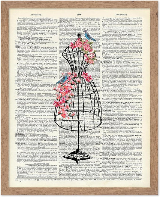 Poster Master Mannequin Print - Fashion Poster - Dictionary Art - Floral Gift for Men, Women & Dressmaker - Sewing & Flower Art - Chic Wall Decor for Living Room, Dorm or Office - 8x10 Beige Framed