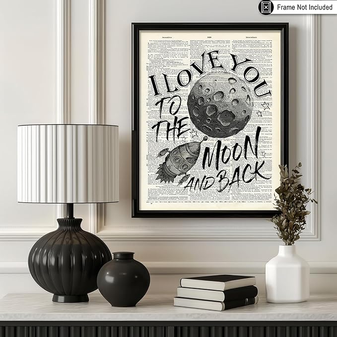 Poster Master Dictionary Art Poster - I Love You To The Moon and Back Print - Motivational Art - Gift for Him, Her & Lovers - Romantic Decor for Dorm, Bedroom or Living Room - 16x20 UNFRAMED Wall Art