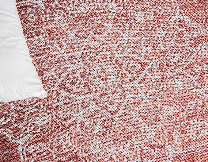 Unique Loom Outdoor Traditional Collection Area Rug - Antique (9' x 12' 2" Rectangle, Rust Red/ Gray)