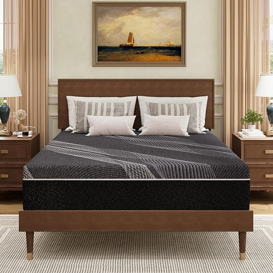 King Mattress 12 Inch Charcoal Memory Foam in a Box, CertiPUR-US Certified, Fiberglass Free, Gel Double Mattress, Made in The USA of US Foam, 80" × 76" × 12", Medium