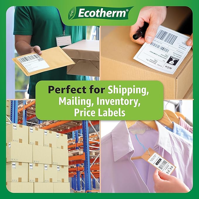 2"x1" Thermal Labels for Rollo, Munbyn, Zebra, Godex, Arkscan, iDPRT, Offnova Label Printers and More - White Paper Stickers - Small Multipurpose Labels | 15000 Labels | 6 Rolls | by Ecotherm