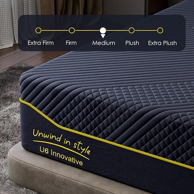 10 Inch Memory Foam Full Mattress with Green Tea Cooling Gel, CertiPUR-US Certified, Breathable & Supportive Mattress in a Box, Navy Blue