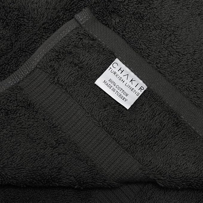 Chakir Turkish Linens Premium Cotton Absorbent Turkish Towels (8-Piece Towel Set, Black)