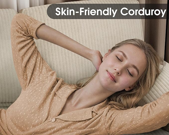 Furmax Sectional Couches for Living Room, U-Shaped Sofa Couch with Linen Fabric, 4 Seat Sofa Set with Double Chaise for Apartment (Corduroy, Beige)