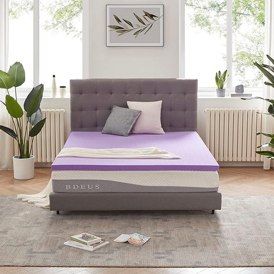 SINWEEK 2 Inch Gel Memory Foam Mattress Topper Ventilated Soft Pressure Relieve Mattress Pad, Breathable Bed Topper, CertiPUR-US Certified, Full Size