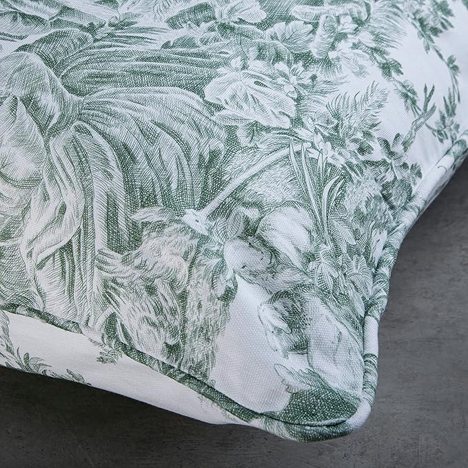 Maison d' Hermine Decorative Pillow Covers 20x20 Inch Square 100% Cotton Throw Pillow Covers with Invisible Zipper for Couch, Chair, Sofas, Bedroom, Home (The Miller - Antique Green (White))