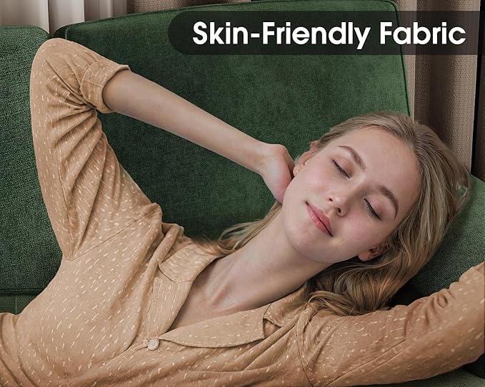 Furmax Sectional Couches for Living Room, U-Shaped Sofa Couch with Linen Fabric, 4 Seat Sofa Set with Double Chaise for Apartment (Fabric, Green)