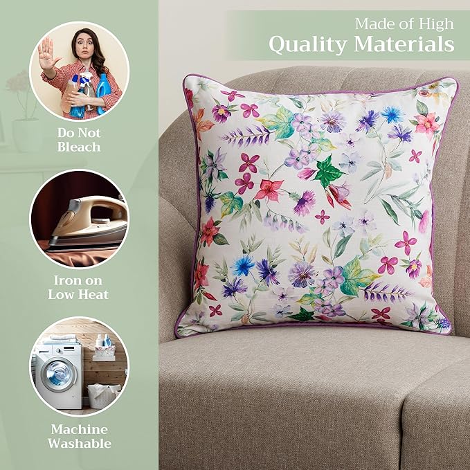 Maison d' Hermine Decorative Pillow Covers 18 x 18 Inch Square 100% Cotton Throw Pillow Covers with Zipper - Chair, Couches, Sofas, Bedroom, Home for Easter Decorations (Chardon)