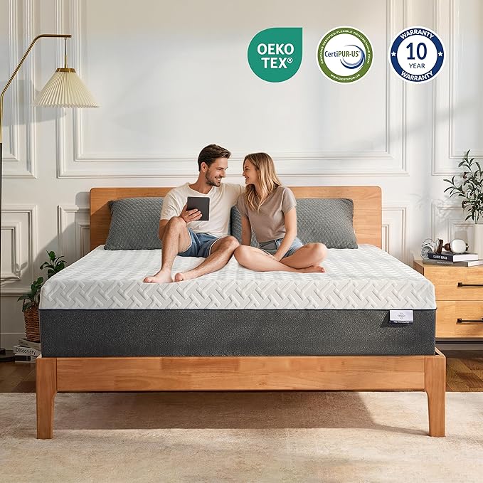 10 Inch King Green Tea Memory Foam Mattress for Cool Sleep & Pressure Relief, Bed in a Box, Removable Cover No Fiberglass, CertiPUR-US Certified