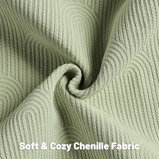 FUTEI Sage Green Chenille Decorative Throw Pillow Covers 20x20 Inch Set of 2,Soft Cozy Striped Geometric Patterns Cushion Case,Modern Home Decor for Couch Bed Living Room