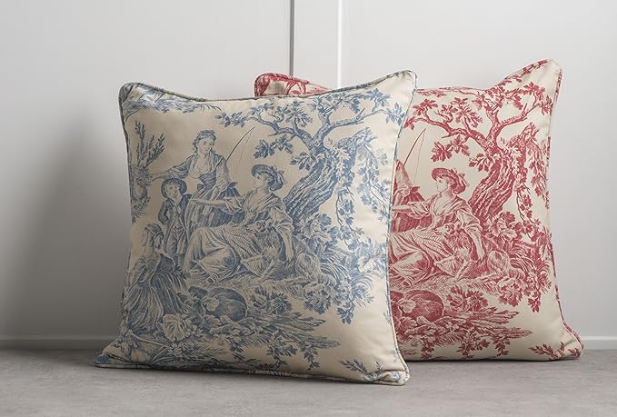 Maison d' Hermine Decorative Pillow Covers 18 x 18 Inch Square 100% Cotton Throw Pillow Covers with Invisible Zipper Cushion Case for Living Room Couch, Chair, Sofas, Bedroom, Home (The Miller - Red)