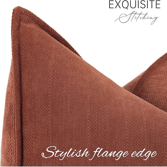ZWJD Rust Throw Pillow Covers 18x18 Set of 2 Chenille Fall Pillow Covers with Elegant Design Soft and Luxurious Decorative Throw Pillows for Couch, Bed, and Home Decor