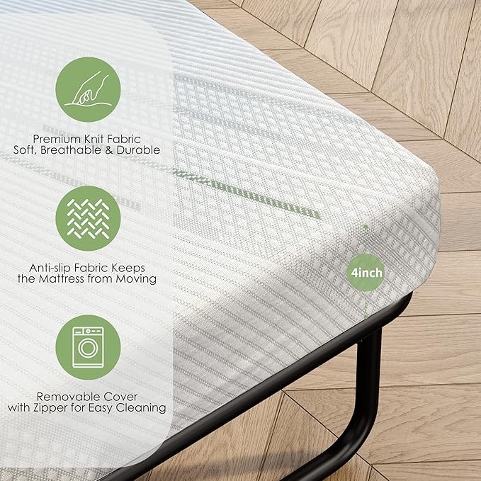 4 Inch Gel Memory Foam Sofa Mattress Full Size, CertiPUR-US Certified, with Removable Washable Cover, for Guest Rooms, Sofas, RVs & Boats