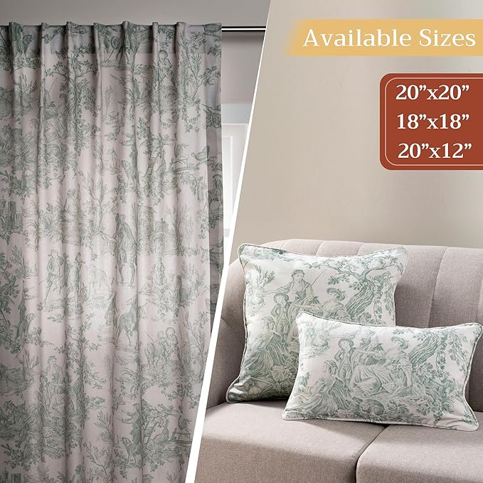 Maison d' Hermine Decorative Pillow Covers 20x20 Inch Square 100% Cotton Throw Pillow Covers with Invisible Zipper for Living Room Couch, Chair, Sofas, Bedroom, Home (The Miller - Antique Green)