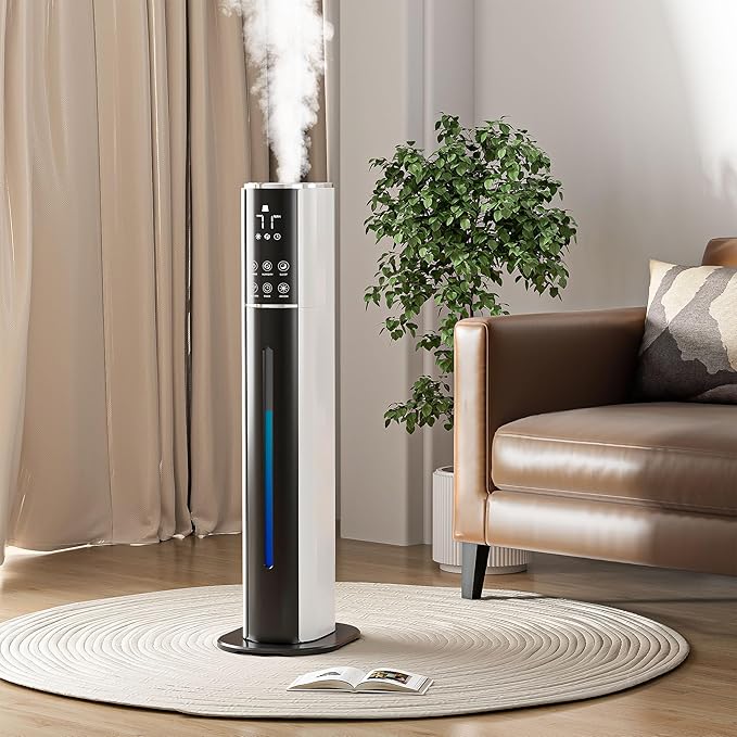 Large Humidifier for Bedroom,9L/2.5Gallon Cool Mist Humidifier with Humidistat,360°Nozzle, 350ML/H Big Mist Level,Cover up to 550ft²,Plant Quiet 30db humidifier with essential oil diffuser