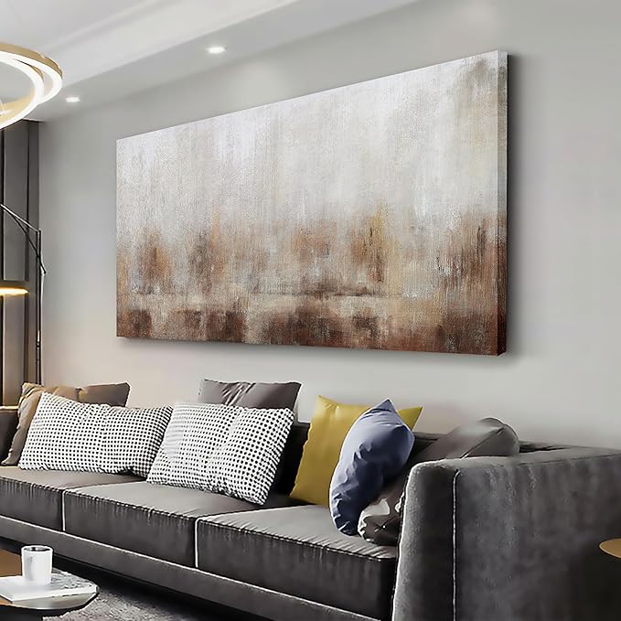 Abstract Wall Art Home Decor Wall Brown Canvas Print Wall Art Framed Modern Abstract Artwork for Living Room Bedroom Dining Room Home Office Decor 29"x58"