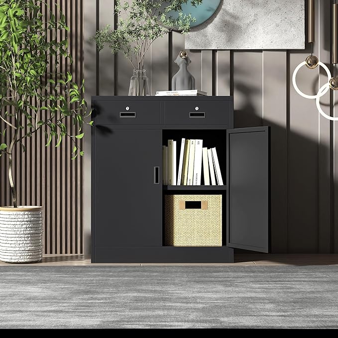 Storage Cabinet, 36 Inch Tall Metal Storage Cabinet with Doors and Shelves, Metal Cabinet with Drawers, Pantry Cabinets for Kitchen Storage, Garage Cabinet for Living, Dining Room.