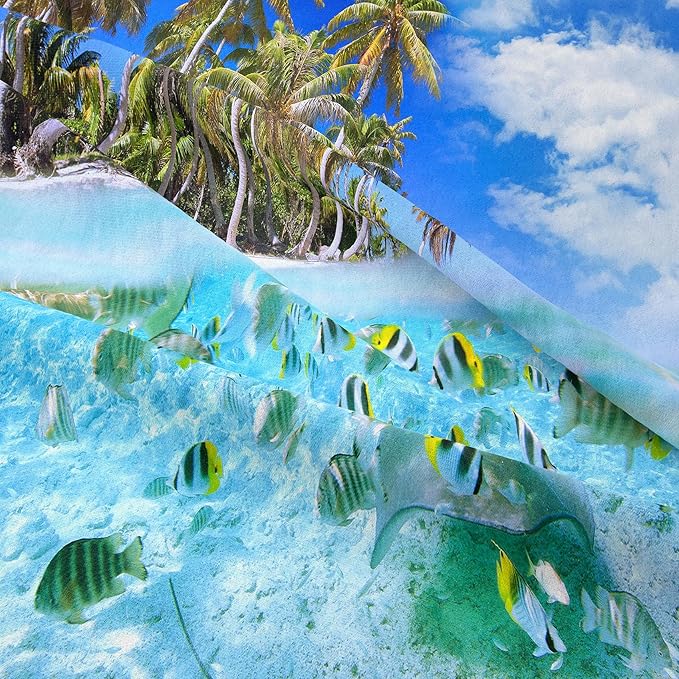 Tailor Shop Coastal Comforter Sets Coastal Bedding Sets Queen Size Beach Themed Fish Bedding Set Sea Ocean Bed Sets with 1 Comforter 2 Pillowcases…